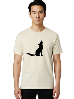 Sitting-Fox-Howling Mens Graphic Tee, 100% Cotton, Casual Summer Wear