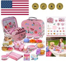 Tea Party Set for Little Girls, Princess Tea Time Toy Including Dessert,Cooki...