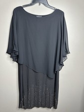 Tahari Arthur S. Levine Women’s Size 14W Black Sheer & Bead Design Dress