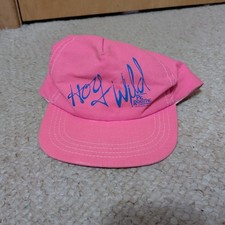 Vintage Hog Wild Pig Roasting Competition Mens OS Pink Graphic USA Made Snapback