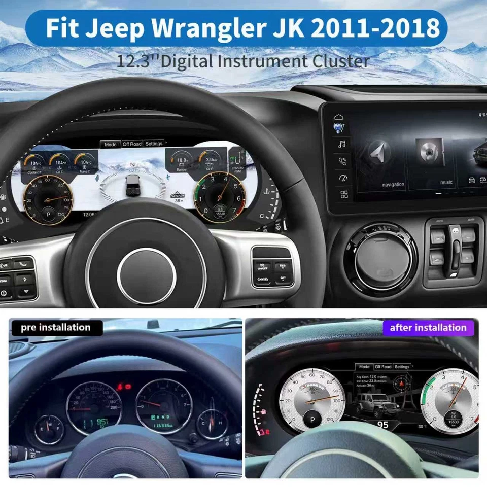 Digital Instrument Cluster Speedometer 12.3 Inch For Jeep Wrangler JK 2011-2017 Foto 4 de 4