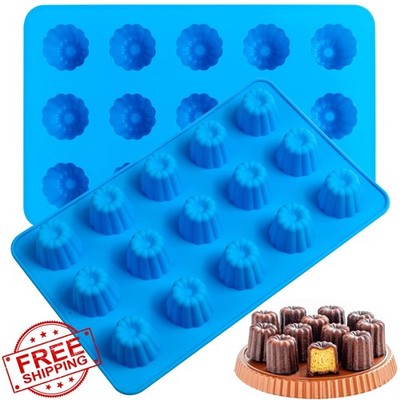 Sidosir 2pk Mini Canele Silicone Molds 15-Cavity Baking Pan