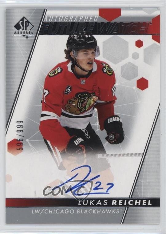 2022-23 SP Authentic Future Watch 596/999 Lukas Reichel #107 Rookie Auto RC 1oh9