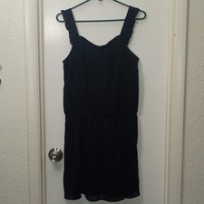Black Solid Sweetheart Neck Sleeveless Strappy Short Sundress Pullover Women