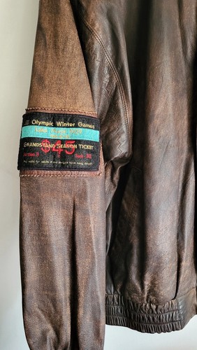 Chaqueta de cuero marrón vintage Adidas juegos de invierno 1932 - Imagen 6 de 11