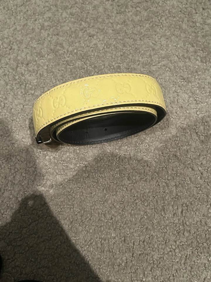 Gucci Monograma Cinturón Cuero Oro 95 Foto 4 de 4