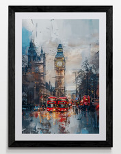 London Red Bus Cityscape Framed Canvas Picture Poster Print Wall Art