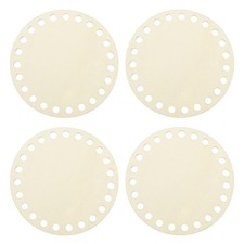 4 PCS Wooden Basket Bottom 3.94 Inch Round Blank Natural Wood Base Solid