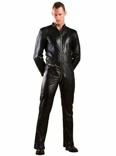 TRAJE DE GATO DE CUERO DE OVEJA SUAVE GENUINO PARA HOMBRES MONO TRAJE DE FIESTA