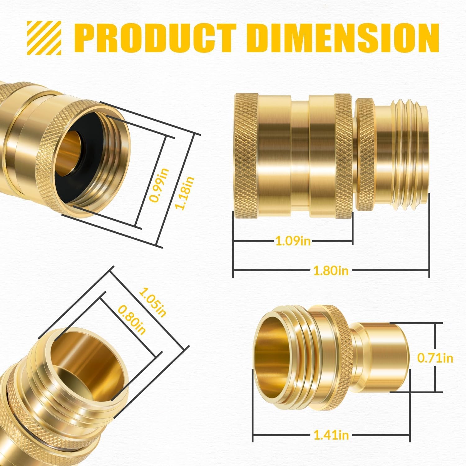 for Dramm 22729 Heavy Duty Brass Hose Coupler Quick Disconnect Connector 3/4"
