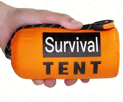 Orange Emergency Survival Tent - 2 Person Tube Tent with Survival Whistle & Para