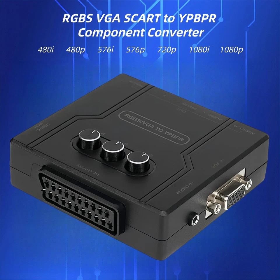 RGBS VGA SCART a YPBPR Convertitore di componenti 480i 480p 576i 576p 720p 1080i Vi... - Immagine 2 di 4