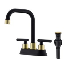 2 Handle Bathroom Faucet Black and Gold, 4 Inch Centerset Bathroom Sink Fauce...