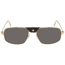 Cartier Santos de Cartier Polarized Grey Navigator Unisex Sunglasses CT0193S 001