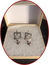 Disney Hammered Silver Mickey Mouse Cutout Earrings with Heart Charm
