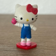 Sanrio Hello Kitty Mini Figurine – 1.75" Blue Overalls, Red Heart Base – 2015