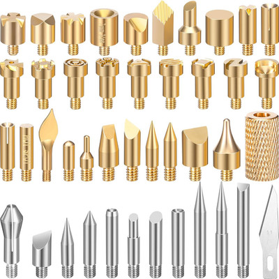 Wood Burning Tips Kit 43 Pieces Brass Letters Numbers Stencils Templates for