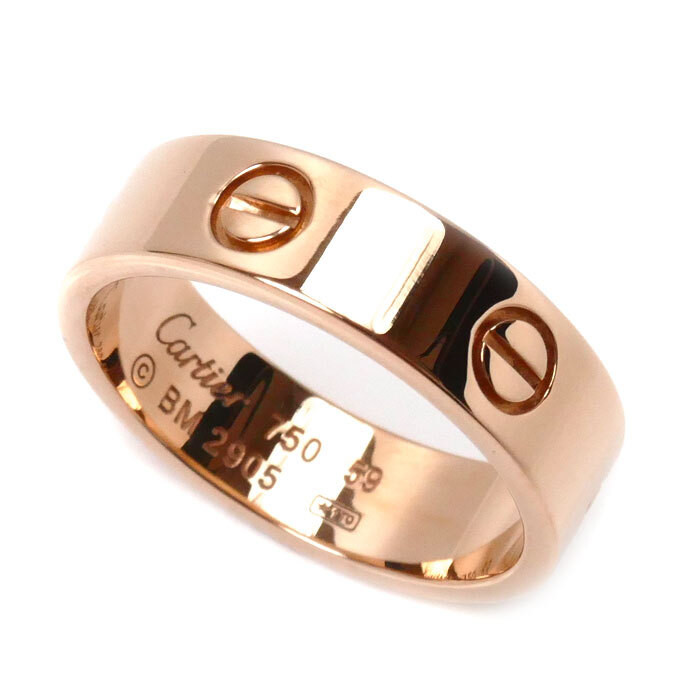 Cartier LOVE RING 美品　7号 Cartier Love Secret 18k Pink Gold 5.5mm Band Ring Size 54-US