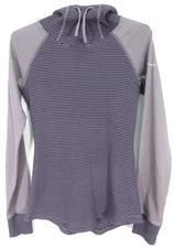 COLUMBIA Sportwear Women's 60% Cotton Thermal Hooded Top Long Sleeve Striped XS