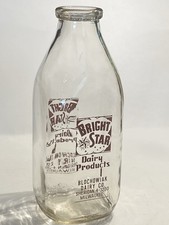 Bouteille de lait laitier en verre transparent étoile brillante - Blochowiak Dairy Co Milwaukee Wis