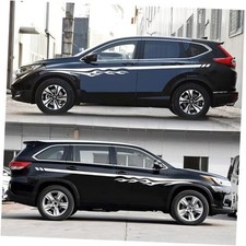 2PCS 137.7'' Flame Graphic Car Racing Sport Stripe Decal Car Body Side White