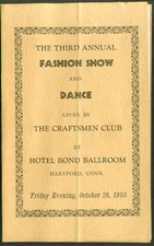 Craftsmen Club Fashion Show Program Hartford CT 1955