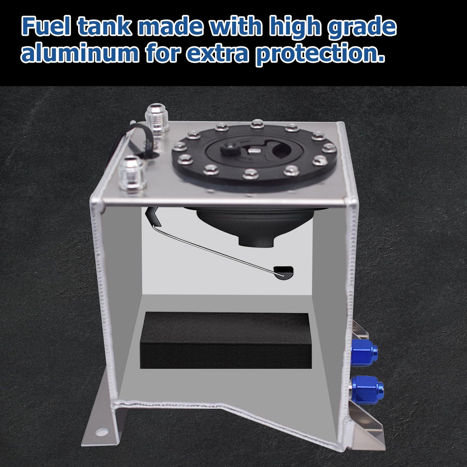 2.5 Gallon / 9.5L Fuel Cell Tank Polished Aluminum Racing Drift W/Level Sender