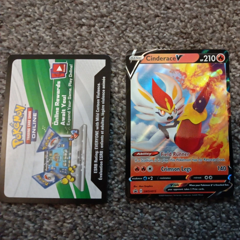 Pokemon TCG Cinderace V SWSH015 Promo Holo Card Jumbo Promo + Code Card - Image 3 of 4