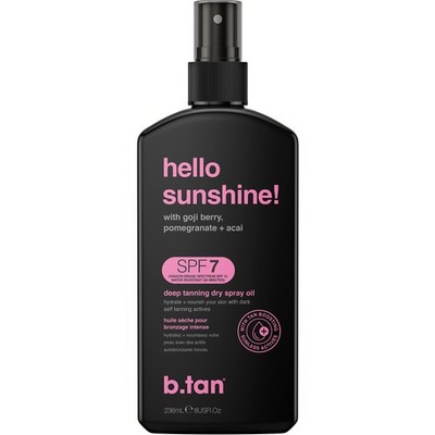 Hello Sunshine Self Tanner Deep Tanning Dry Spray Oil 8 Fl Oz SPF 7 Vegan