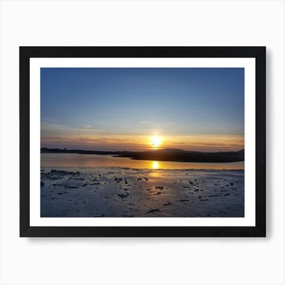 Schöner walisischer Sonnenuntergang Kunstdruck gerahmt Wandbild Poster Leinwanddruck Bild