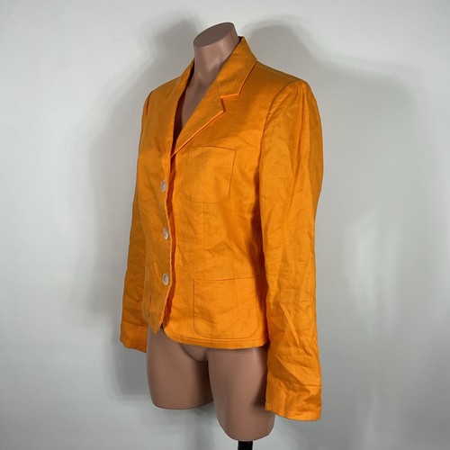 Vintage Lauren Ralph Lauren women’s Marigold Yellow Linen blazer size 8 - Picture 8 of 9