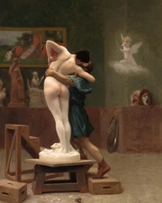 Antique Pygmalion and Galatea Painting Giclee Print on Fine Art Paper