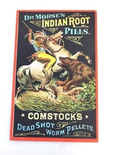 Dr, Morse's Indian Root Pills Comstocks Dead Shot Horse Bear Trade Card~ T397x