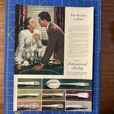 International Sterling Color Magazine AD 1948 First Breakfast at Home