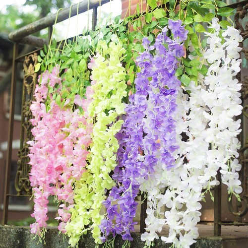 12x Artificial Flower Vine Ratta Hanging Garland Wisteria Flowers Wedding Decor - Picture 8 of 35