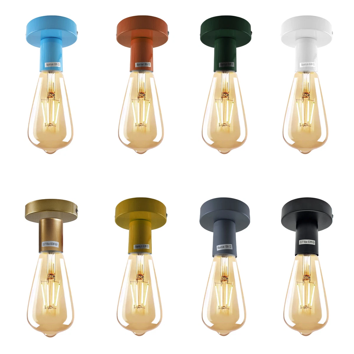 Metal Flush Ceiling Light Bulb Holder Vintage Industrial ES E27