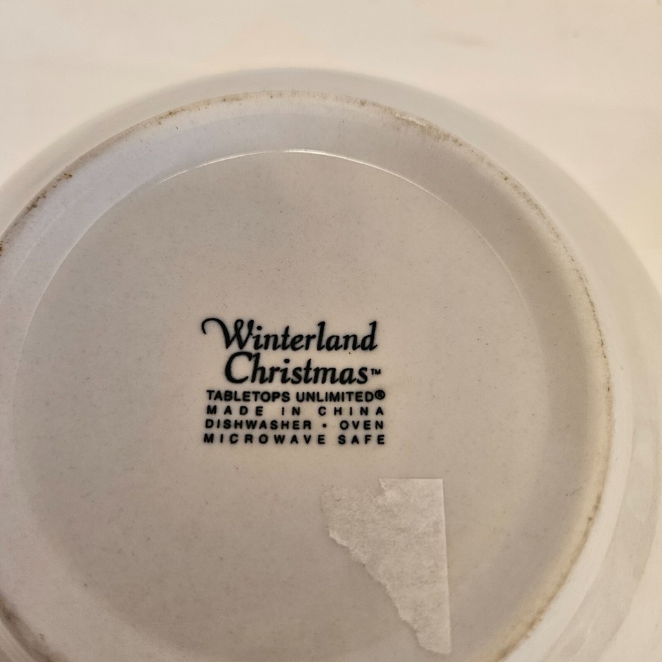 TABLETOPS UNLIMITED Winterland Christmas Coupe Cereal Bowl Snowman Blue