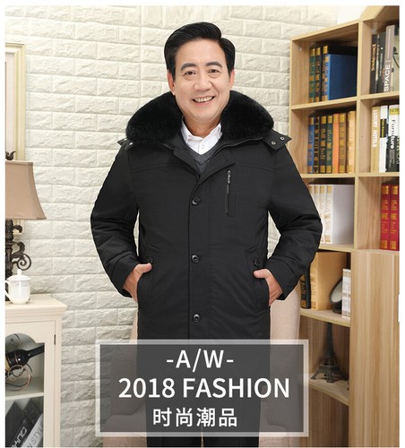 Men Down Jacket Thickened Jacket Cold-proof Removable Inner Black Fox Fur Collar - Picture 10 of 16
