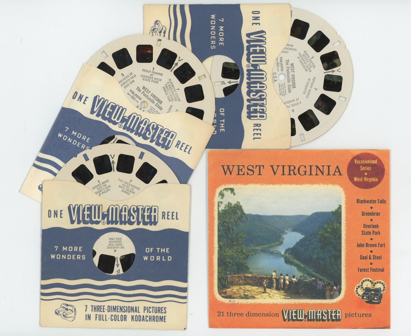 West Virginia the Panhandle State 1957 View-Master Reels W. VA-123 + Copy Cover