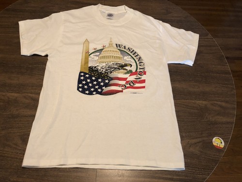 Vintage 1999 Washington D.C. Bald Eagle Washington Monument Medium White T Shirt - Picture 2 of 10