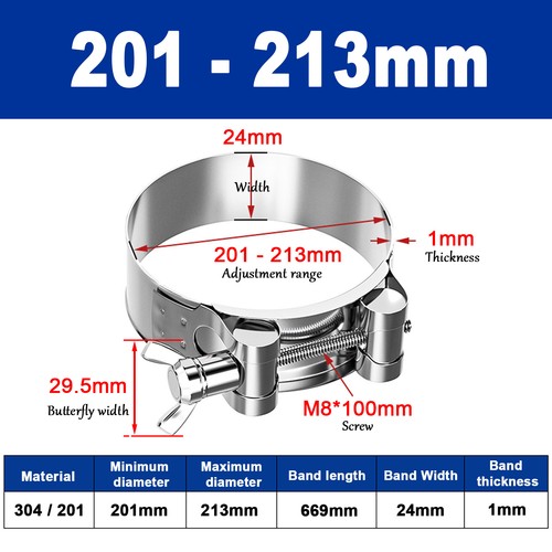 Butterfly Wing 306/201 Stainless Steel Jubilee Type Hose Pipe Clips 17mm - 252mm - Picture 36 of 39