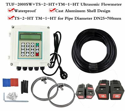 Waterproof Fixed Ultrasonic Liquid Flow Meter Flowmeter DN25 to 700mm Transducer