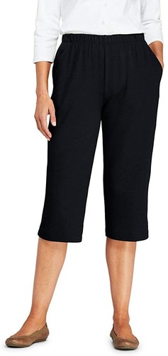 Lands' End Women's Sport Knit High Rise Elastic Waist Pull On Capri Pants |  eBay