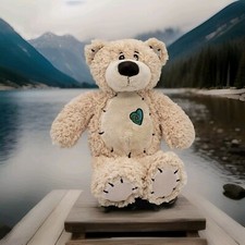 First  Main Tender Teddy Bear Stitched Heart Cream 10" Stuffed Plush Soft