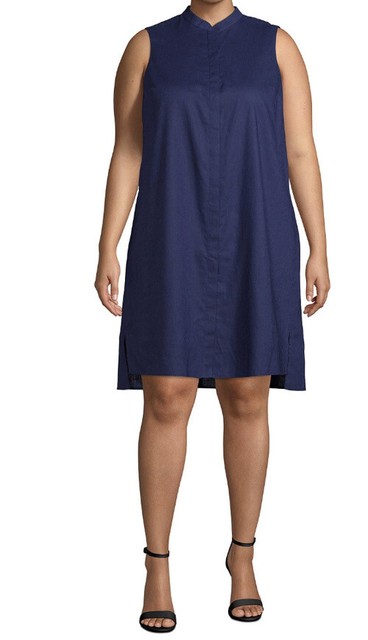 3x Navy Blue Trapeze Dress Cl11a 