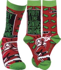 Primitives by Kathy Unisex Socks - Party Like Santa's Not Watching