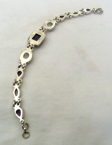 PULSERA NICKY MAYORDOMO LAPISLÁZULI AMATISTA PIEDRA LUNAR GEMAS PLATA ESTERLINA ESLABÓN - Imagen 10 de 11