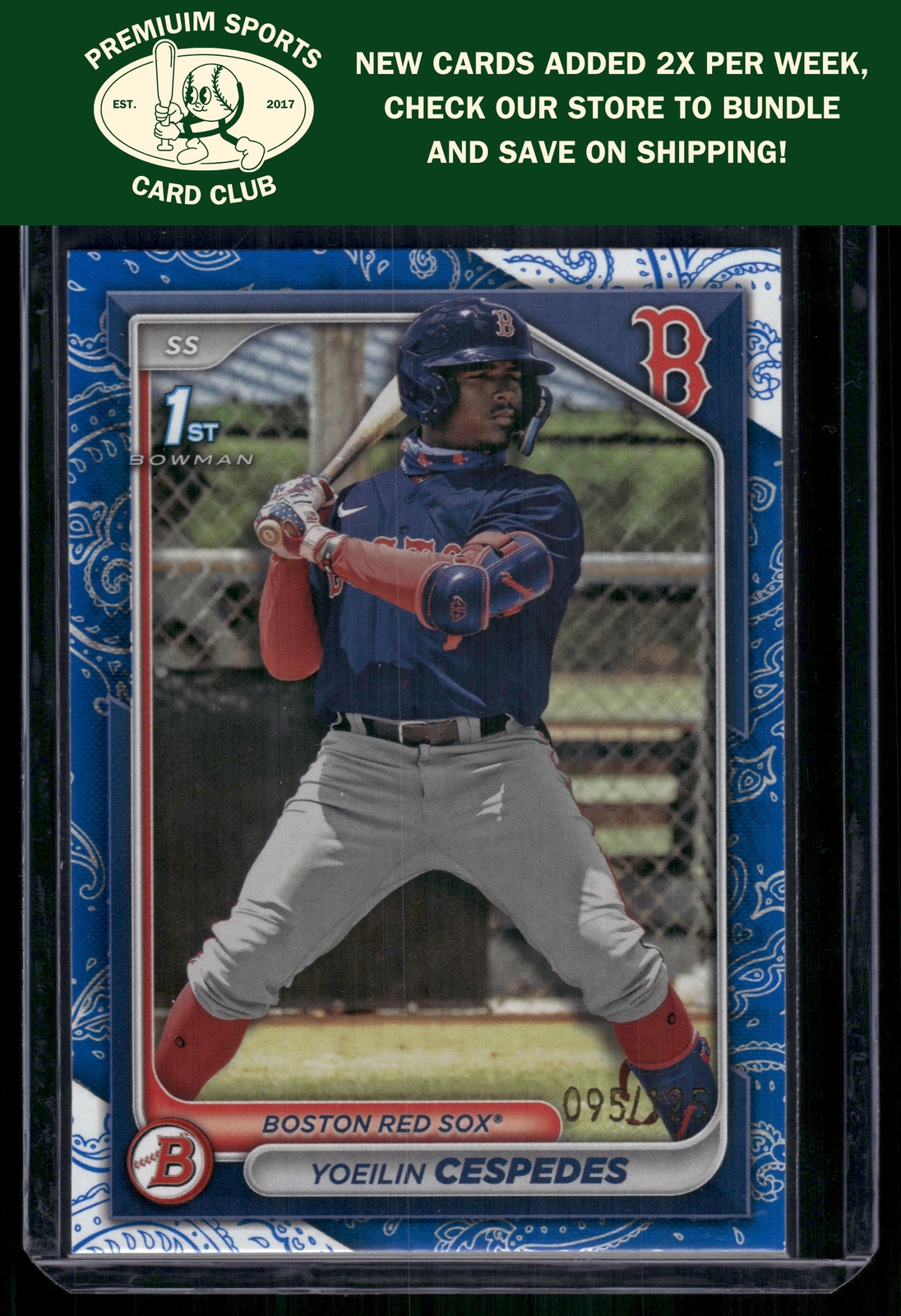 Yoeilin Cespedes 2024 Bowman Prospects Blue Pattern #BP-139 /125 Red Sox