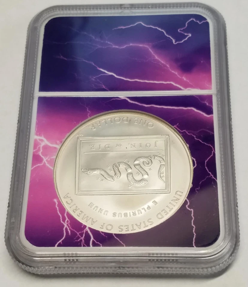 2006 Benjamin Franklin | Scientist | NGC MS69 Silver Commemorative $1 | Purple - Image 2 of 3