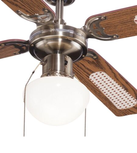 Colours Lari Ceiling Fan Light Glass Metal Antique Brass Effect Traditional - Picture 3 of 3